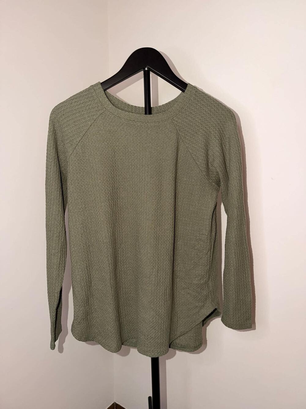 American Eagle Soft & Sexy Olive Green Textured Long Sleeve Top S